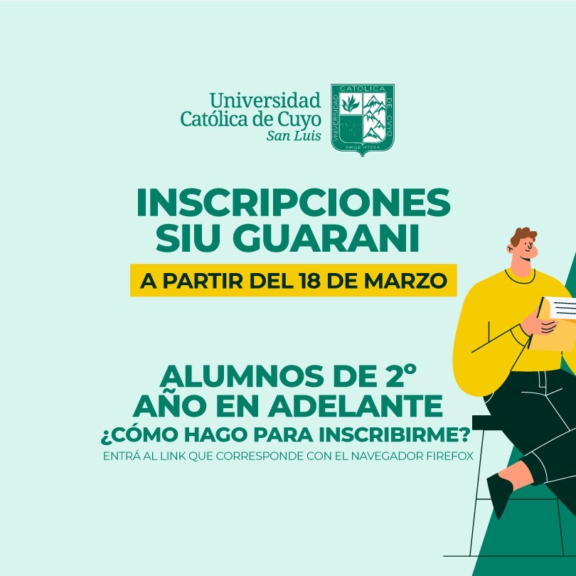 Inscripciones SIU GUARANÍ: Alumnos de 2° Año en adelante